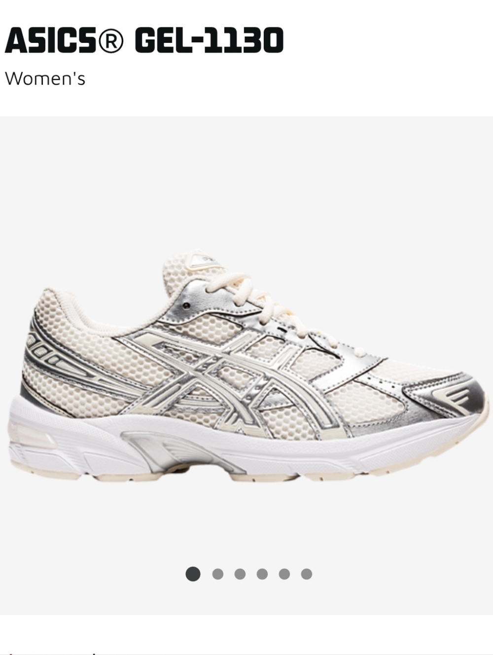 Asics Women's White and Silver GEL-1130 Sneakers Sz 9